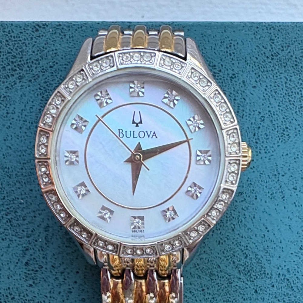 Bulova Women's Two-Tone Mother of Pearl dial with genuine diamonds Watch